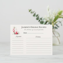 Feiertags-Rezeptkarte – Personalisiertes Winterflo