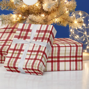 Feiertags-Rot-Gold-Festtags-Karo Elfenbein Karomus Geschenkpapier