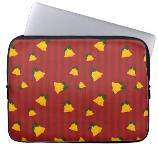 Feiertags-Rot-Gold-Streifen-Glocken Weihnachten Laptopschutzhülle