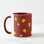 Feiertags-Rot-Gold-Streifen-Glocken Weihnachten Tasse (Links)