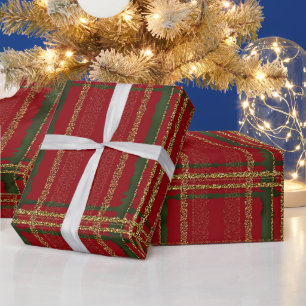 Feiertags-Rot, Grün & Gold Glitter Weihnachts-Tart Geschenkpapier