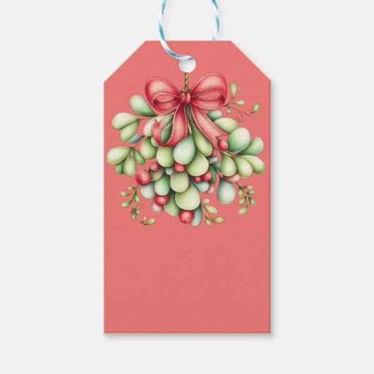 FEIERTAGS-ROTE UND GRÜNE MISTELPFLANZEN GESCHENKANHÄNGER (Vorderseite)