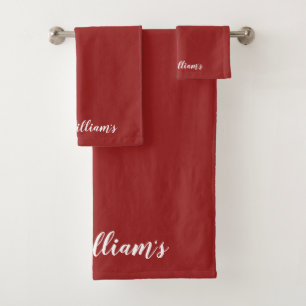 Feiertags-rotes mit Monogramm Tuch-Set Badhandtuch Set