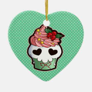 Feiertags-Schädel-kleiner Kuchen Keramik Ornament
