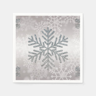 Feiertags-Schneeflocke mit silbernem Glitzer Serviette