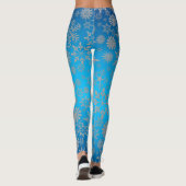 Feiertags-Schneeflocken-Muster Blaue Leggings (Rückseite)