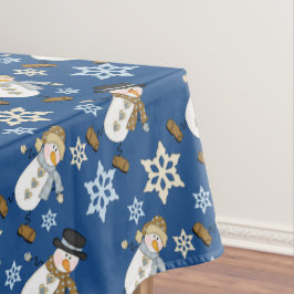 Feiertags-Schneemann-Schneeflocke-Blau Tischdecke