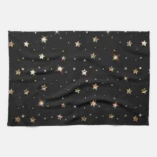 Feiertags-Schwarz-Gold-Imitat-Metall-Weihnachtsste Geschirrtuch