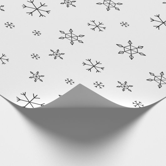 Feiertags-Schwarzweiss-Weihnachtsschneeflocken Geschenkpapier (Ecke)