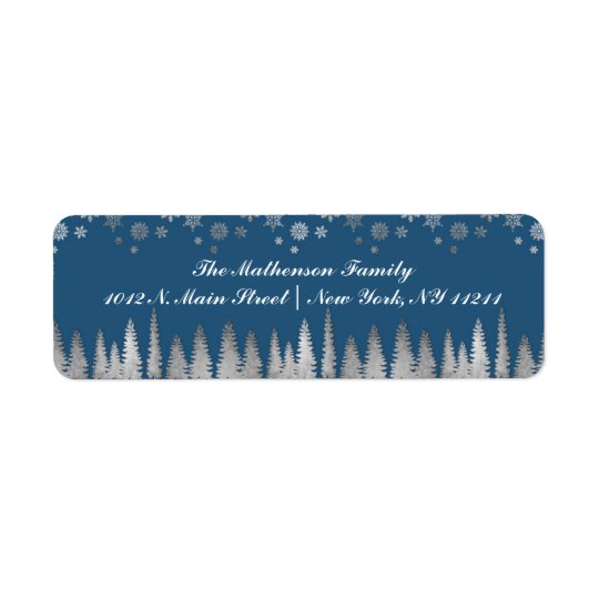 Feiertags-Silber und blaues Winter-Märchenland Rücksende Aufkleber
