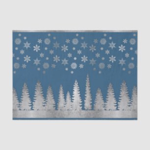 Feiertags-Silber und blaues Winter-Märchenland Seidenpapier