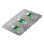 Feiertags-Silber-Weihnachtsbäume Gruß Grün Magnet (Linke Seite)