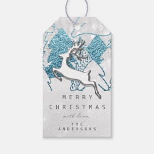 Feiertags-silbernes blaues Grau-Weihnachtsren 3D Geschenkanhänger