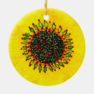Feiertags-Sonnenblume-Weihnachtsverzierung Keramikornament