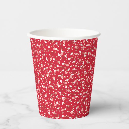 Feiertags-Sprinkles roter Papierteller Pappbecher (Vorderseite)