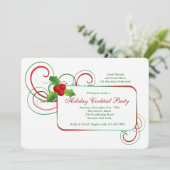 Feiertags-Stechpalmen-Einladung Einladung (Stehend Vorderseite)