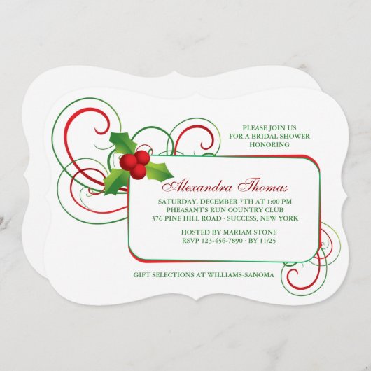 Feiertags-Stechpalmen-Einladung Einladung (Vorne/Hinten)