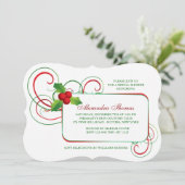 Feiertags-Stechpalmen-Einladung Einladung (Stehend Vorderseite)