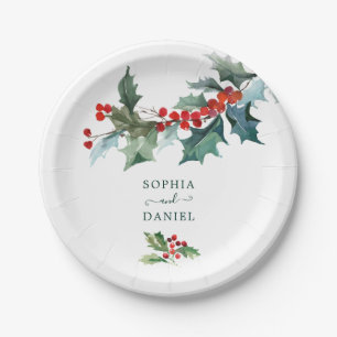 Feiertags-Stechpalmen-Weihnachts-Hochzeit-Papierte Pappteller