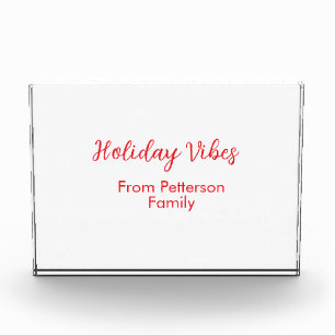 Feiertags Stimmung rotes Weihnachten Familie Name  Fotoblock