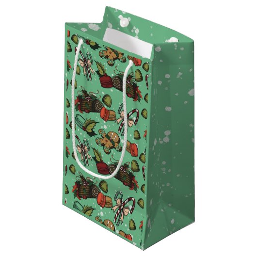 Feiertags-Süßigkeiten - Minze (Farbe) Kleine Geschenktüte (Vorderseite Schrägansicht)