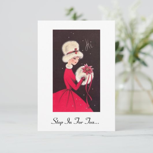 Feiertags-Tee-Party Einladung (Stehend Vorderseite)