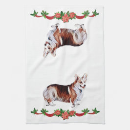 Feiertags-Tricolor WaliserCorgi Geschirrtuch