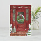 Feiertags-Tür-Party Einladung (Stehend Vorderseite)