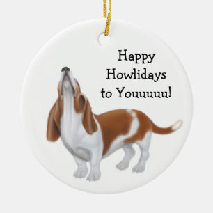 Feiertags-Verzierung HeulensBasset Hound Keramikornament