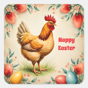 Feiertags Vintage Ostern Trendige Kollektion Quadratischer Aufkleber