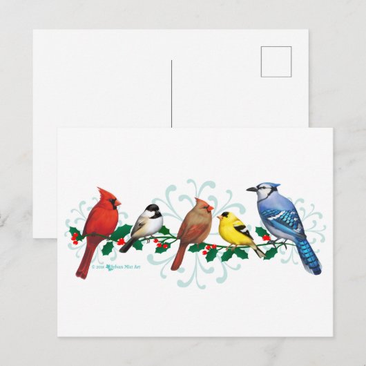Feiertags-Vögel Feiertagspostkarte (Vorne/Hinten)