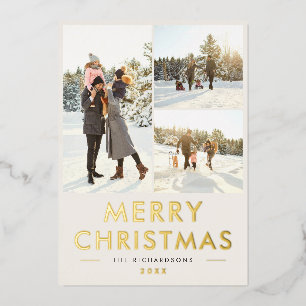 Feiertags-Weihnachts-Familienfoto elegant einfach Folien Feiertagskarte