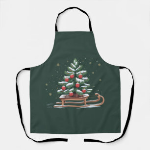 Feiertags-Weihnachtsbaum-Schlitten Winter-Feiertag Schürze