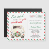 Feiertags-Weihnachtsrote grüne Hochzeits-Einladung Magnetkarte (Vorne/Hinten)