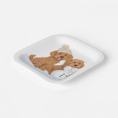 Feiertags-Winter-Goldendoodle-Hund-Schneemann Pappteller (Gewinkelt)