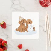 Feiertags-Winter-Goldendoodle-Hund-Schneemann Serviette (Beispiel)