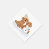 Feiertags-Winter-Goldendoodle-Hund-Schneemann Serviette (Ecke)