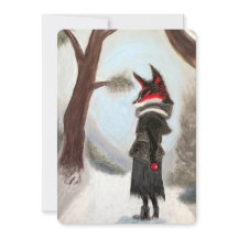 Feiertags-Winterfuchs-Handbemalte Karte