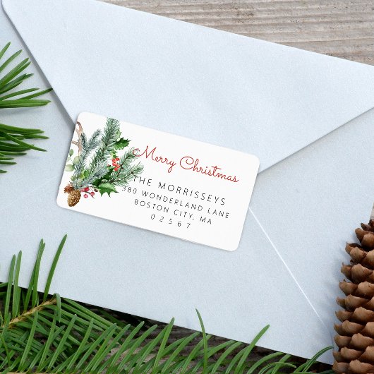 Feiertags‑Wintergrün Adressaufkleber