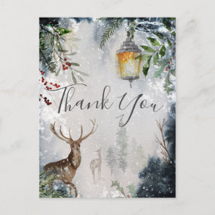 Feiertags-Winterwald-Szene Dankeskarte Postkarte