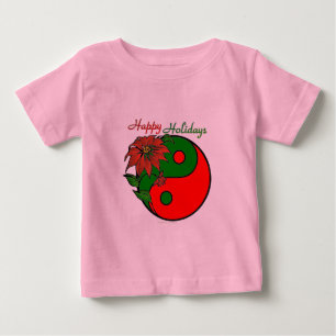 Feiertags Yin Yang Poinsettie Grün Rot Baby T-shirt