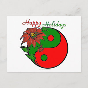 Feiertags Yin Yang Poinsettie Grün Rot Feiertagspostkarte