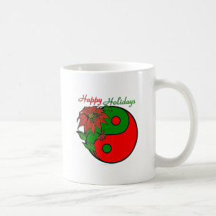 Feiertags Yin Yang Poinsettie Grün Rot Kaffeetasse