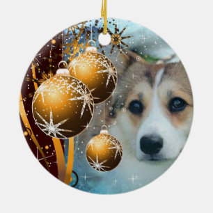 Feiertags-ZobelCorgi Keramikornament