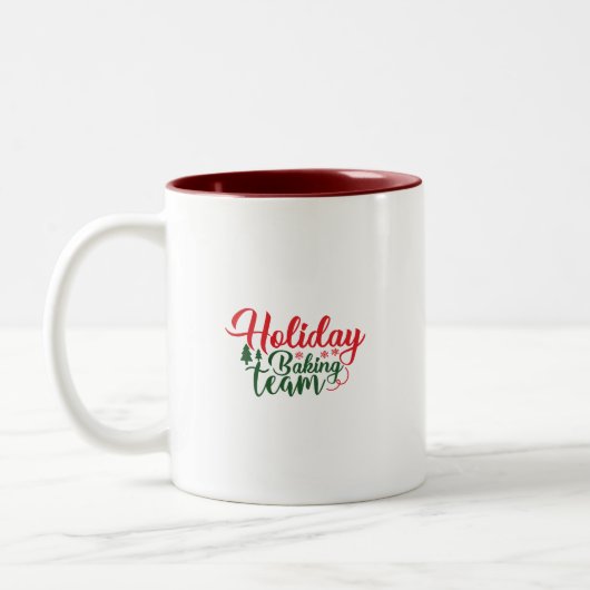 Feiertagsbackteam Weihnachten Zweifarbige Tasse (Links)
