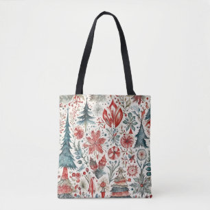 Feiertagsbäume, Winterfest whimsical Design. Tasche