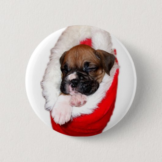 Feiertagsboxer-Welpenknopf Button (Vorderseite)