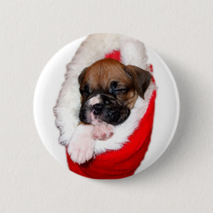 Feiertagsboxer-Welpenknopf Button