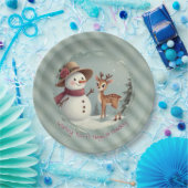 Feiertagsdesign Schneemann und Hirsch Pappteller (Party)