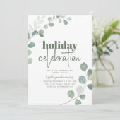 Feiertagsfeier Party Einladung mit Grüntönen (Stehend Vorderseite)